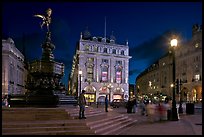 Piccadilly Circus and Eros statue at night. London, England, United Kingdom ( color)