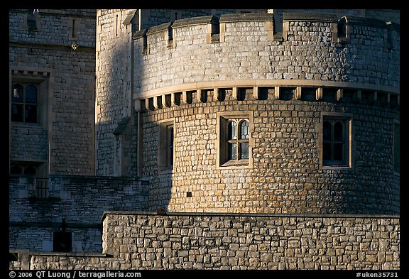 Detail of turret and wall, Tower of London. London, England, United Kingdom (color)