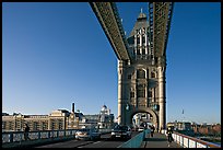 Jogger and South Tower of Tower Bridge,  early morning. London, England, United Kingdom ( color)