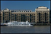 Butler Wharf and tour boat on the Thames. London, England, United Kingdom ( color)