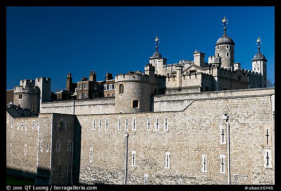 Outer wall and White Tower, Tower of London. London, England, United Kingdom (color)