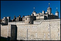 Outer wall and White Tower, Tower of London. London, England, United Kingdom (color)