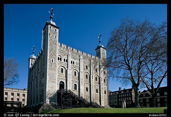 White Tower and tree, the Tower of London. London, England, United Kingdom (color)
