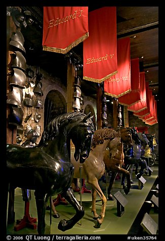 Armors and Models of royal horses,  the White House, Tower of London. London, England, United Kingdom (color)