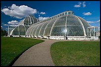 Palm House, built mid 19th century, first large-scale structural use of wrought iron. Kew Royal Botanical Gardens,  London, England, United Kingdom (color)