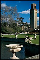 Vasques, lake and campanile. Kew Royal Botanical Gardens,  London, England, United Kingdom ( color)