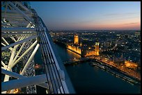 London Eye and Westmister Palace at sunset. London, England, United Kingdom (color)