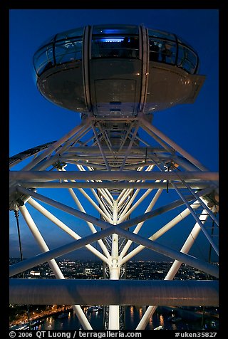 Millenium Wheel capsule at night. London, England, United Kingdom