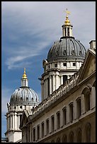 Twin domes of the Greenwich Hospital (formerly the Royal Naval College). Greenwich, London, England, United Kingdom (color)