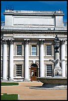 Classical facade in Old Royal Naval College. Greenwich, London, England, United Kingdom