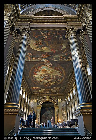 Painted Hall of Greenwich Hospital, decorated by Sir James Thornhill in 19 years. Greenwich, London, England, United Kingdom
