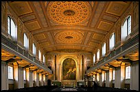 Chapel interior with richly decorated ceiling, Greenwich University. Greenwich, London, England, United Kingdom ( color)