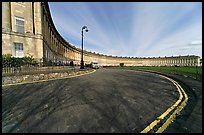 Wide view showing the whole Royal Crescent terrace. Bath, Somerset, England, United Kingdom