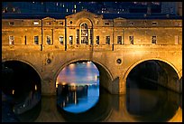 Palladian-style  Pulteney Bridge at night. Bath, Somerset, England, United Kingdom