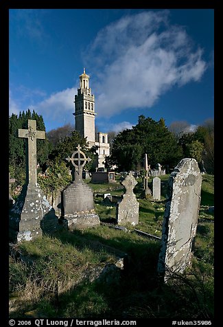 Victorian cemetery and Beckford tower. Bath, Somerset, England, United Kingdom