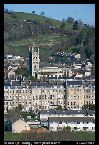 Townhouses and church. Bath, Somerset, England, United Kingdom
