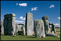 Sarsen trilithons surrounded by bluestones, Stonehenge, Salisbury. England, United Kingdom (color)