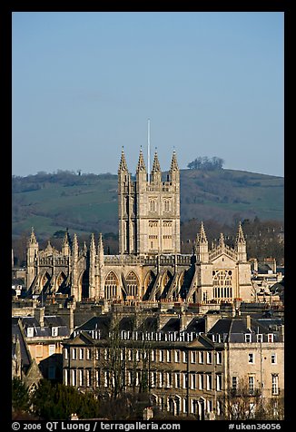 Bath Abbey dominating 18th century houses. Bath, Somerset, England, United Kingdom