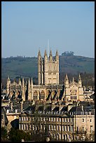 Bath Abbey dominating 18th century houses. Bath, Somerset, England, United Kingdom