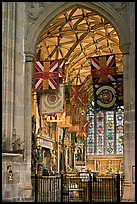 Warrior's Chapel with colours of the Princess of Wales Royal Regiment, Canterbury Cathedral. Canterbury,  Kent, England, United Kingdom