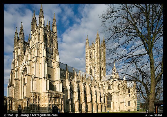 Canterbury Cathedral: portal, nave and crossing spire. Canterbury,  Kent, England, United Kingdom (color)