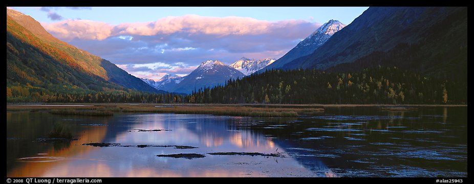 Kenai peninsula landscape with lake and reflections. Alaska, USA