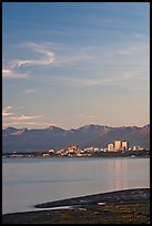 Anchorage skyline at sunset. Anchorage, Alaska, USA (color)