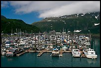 Whittier Harbour and mountains. Whittier, Alaska, USA (color)