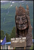 Peter Toth huge wooden carving of a Native American. Alaska, USA (color)