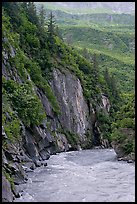 River and rock walls, Keystone Canyon. Alaska, USA ( color)