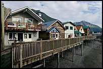 Waterfront houses on harbor. Seward, Alaska, USA (color)