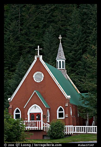 Red church. Seward, Alaska, USA (color)