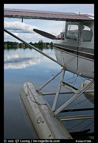 Seaplane moored on Lake Hood. Anchorage, Alaska, USA (color)
