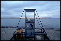 Gas pump on the beach, looking towards the Bering sea. Kotzebue, North Western Alaska, USA