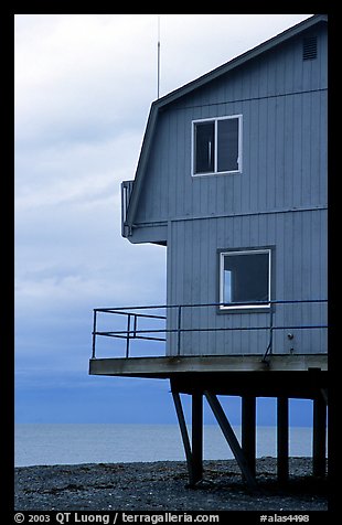 House on stilts on the Spit. Homer, Alaska, USA