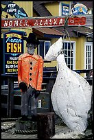 Halibut fishing sculpture on the Spit. Homer, Alaska, USA ( color)