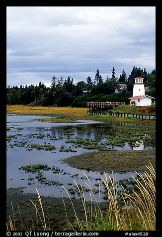 Lighthouse at low tide. Homer, Alaska, USA