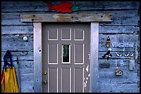 Wooden cabin door. Ninilchik, Alaska, USA