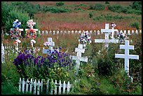 Russian orthodox cemetery. Ninilchik, Alaska, USA (color)