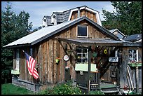 Wooden cabin in old  village. Ninilchik, Alaska, USA ( color)