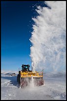 Snowplow with massive snow plume, Twelve Mile Summmit. Alaska, USA (color)