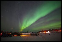 Viewing the Northern Lights at Cleary Summit. Alaska, USA (color)