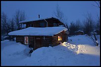 Log cabin at night. Wiseman, Alaska, USA ( color)