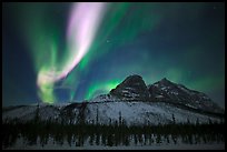 Multicolored Northern Lights above Mount Sukakpak. Alaska, USA