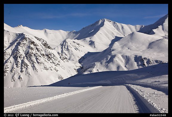 Frozen Dalton Highway, Atigun Pass. Alaska, USA