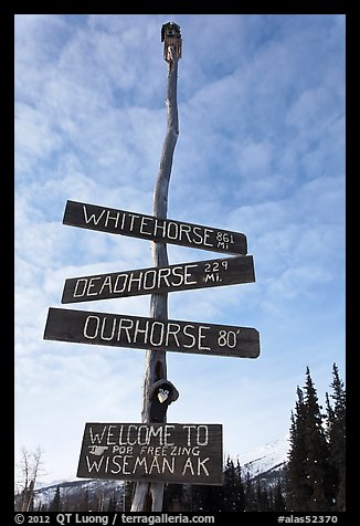 Welcome sign. Wiseman, Alaska, USA