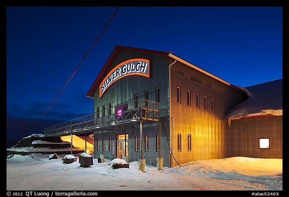 Silver Gulch brewery, winter night. Fairbanks, Alaska, USA (color)