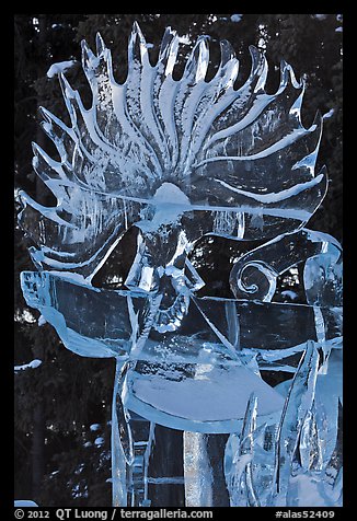 Detail of translucent pure ice sculpture. Fairbanks, Alaska, USA