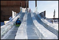 Kids park slides, Ice Alaska. Fairbanks, Alaska, USA