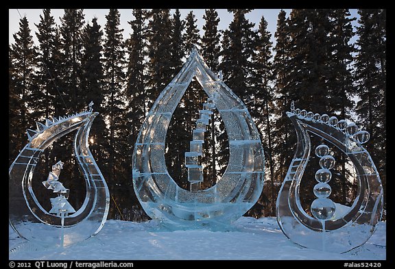 Multiblock Ice scultpures, World Ice Art Championships. Fairbanks, Alaska, USA